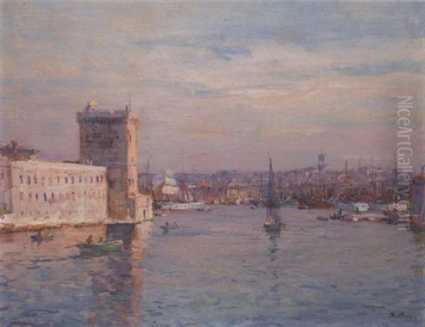 Marseille, Matin Sur Le Vieux Port Oil Painting by Jean Baptiste Olive