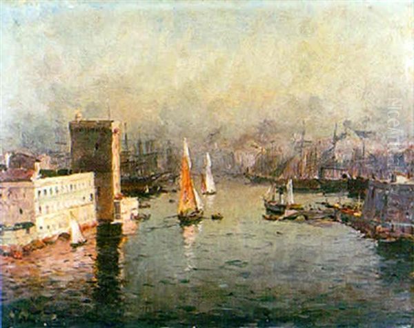 L'entree Du Port De Marseille Oil Painting by Jean Baptiste Olive