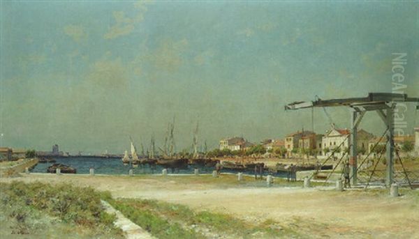 Port De Bouc Oil Painting by Jean Baptiste Olive