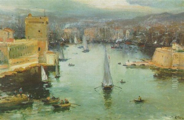 L'entree Du Port De Marseille Oil Painting by Jean Baptiste Olive