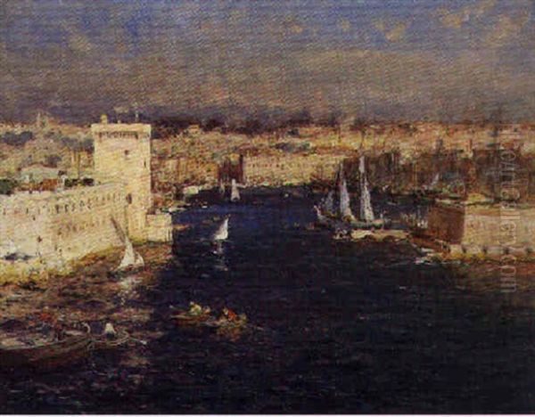 L'entree Du Port De Marseille Oil Painting by Jean Baptiste Olive