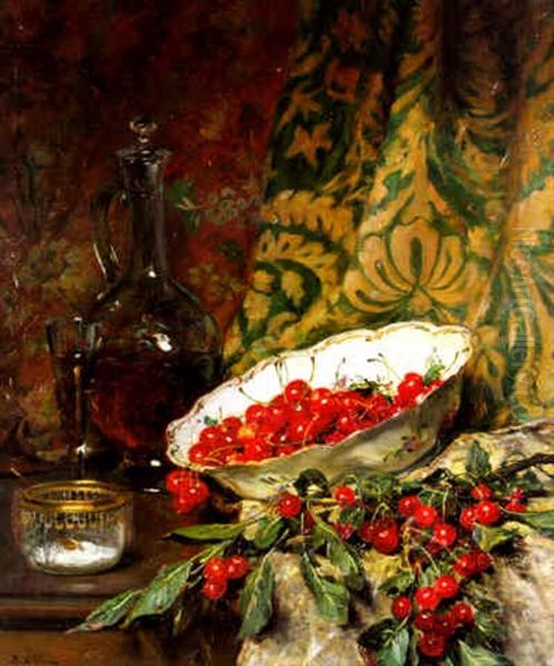 Nature Morte Aux Cerises Oil Painting by Jean Baptiste Olive