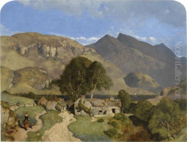 Lakeland Mountains, Crummock Water, Grassmoor And Whitelesspike Oil Painting by William James Blacklock