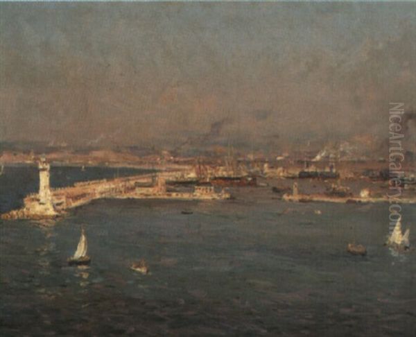 Le Port De Marseille Oil Painting by Jean Baptiste Olive