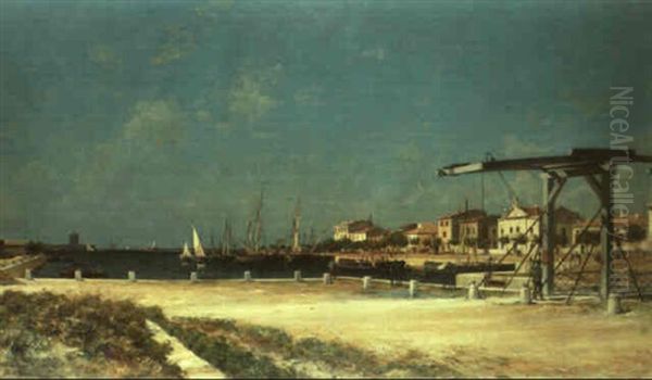 Port-de-bouc, Sur L'etang De Berre Oil Painting by Jean Baptiste Olive