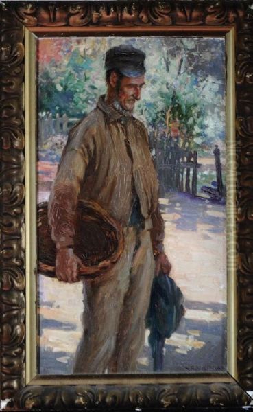 A Dutch Farmer Holding A Basket Oil Painting by William Kay Blacklock