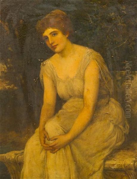 Portrait Of A Seated Woman Oil Painting by William Oliver the Younger