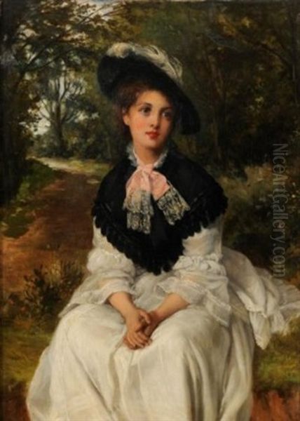 A Young Beauty Oil Painting by William Oliver the Younger