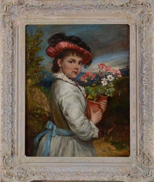 Returning From The Florists Oil Painting by William Oliver the Younger