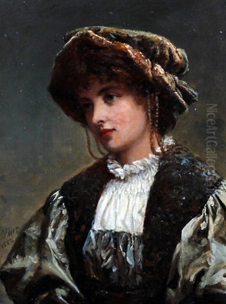 Portrait Of A Young Lady Oil Painting by William Oliver the Younger