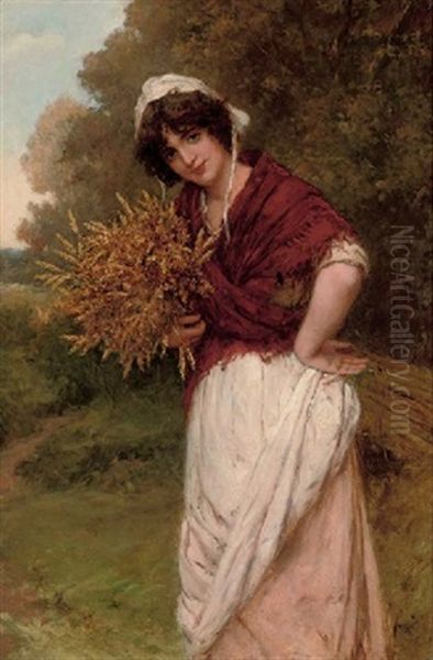 Gathering The Corn Oil Painting by William Oliver the Younger