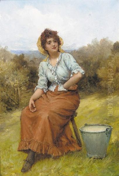 The Milkmaid Oil Painting by William Oliver the Younger