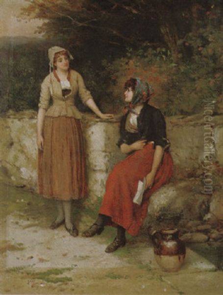 Sisterly Advice Oil Painting by William Oliver the Younger