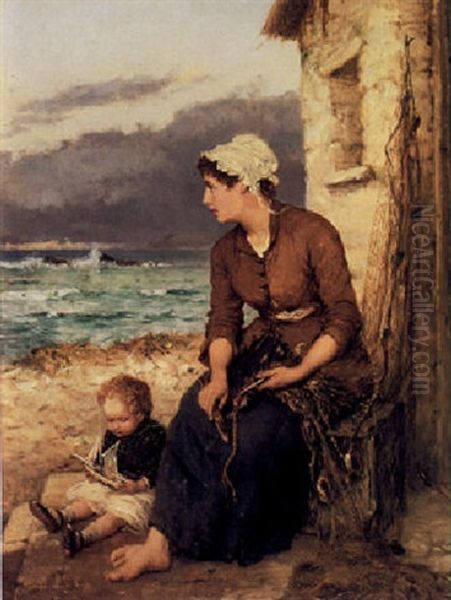 Awaiting Father's Return Oil Painting by William Oliver the Younger