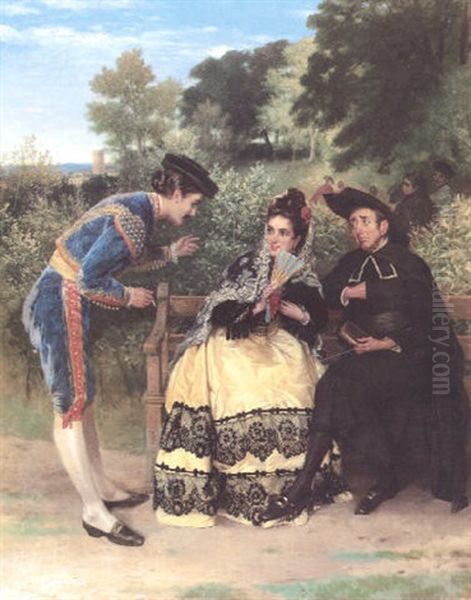 Flirtation Oil Painting by William Oliver the Younger