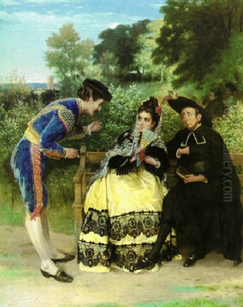 The Flirtation Oil Painting by William Oliver the Younger