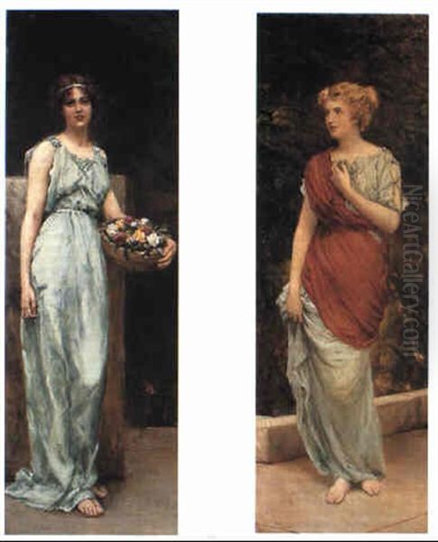 Classical Maidens Oil Painting by William Oliver the Younger