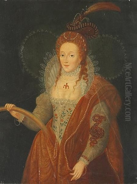 The Rainbow Portrait Of Queen Elizabeth I Oil Painting by Isaac Oliver