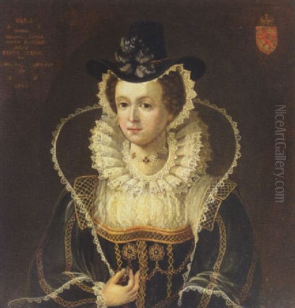 Portrait Of Mary Queen Of Scots Oil Painting by Isaac Oliver