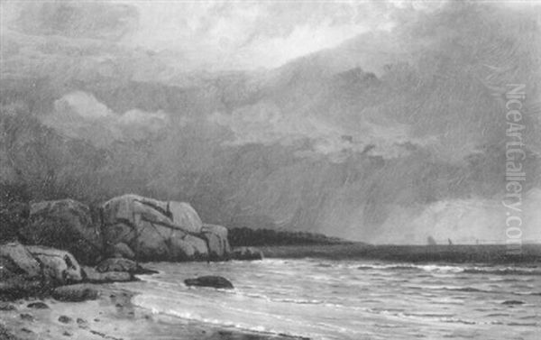 Storm Over The Coast Oil Painting by Thomas Clarkson Oliver