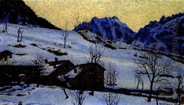 Tramonto In Alta Val Macra Oil Painting by Matteo Olivero