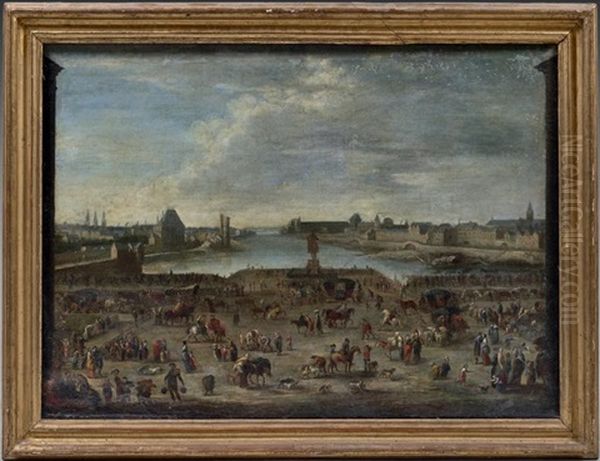 Vue De Paris Depuis Le Pont-neuf Oil Painting by Pietro Domenico Olivero