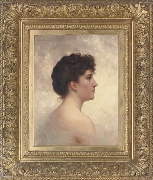 A Young Beauty In Profile Oil Painting by Walter Blackman