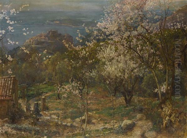 From The Via Corniche, Eze Oil Painting by Herbert Arnould Olivier