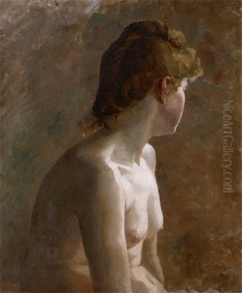 Jeune Femme Nue En Buste, Le Visage Tourne Vers La Droite Oil Painting by Leon Olivier