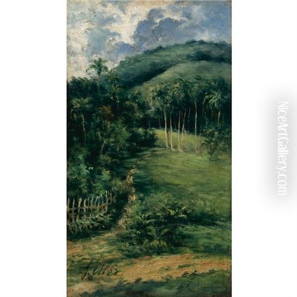 View Of The Guaraguao Oil Painting by Francisco Manuel Oller y Cestero