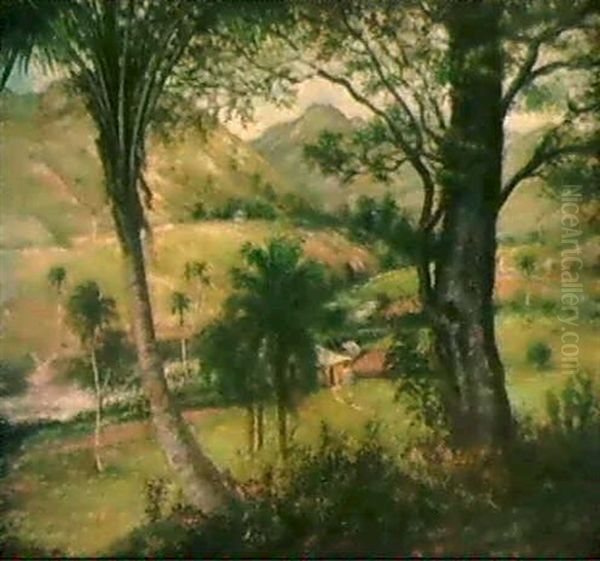 Paisaje De Guaraguao Oil Painting by Francisco Manuel Oller y Cestero