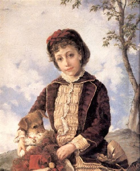 Retrato De Nina Oil Painting by Francisco Manuel Oller y Cestero