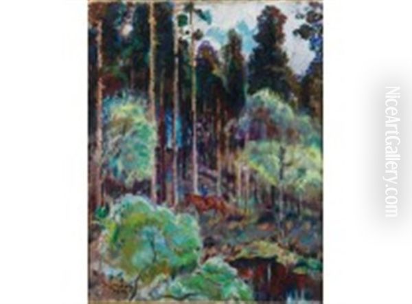 Fairytale Forest Oil Painting by Yrjoe Ollila