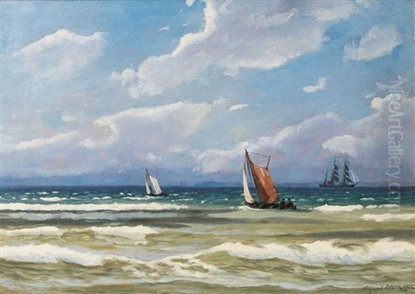 Fishing Boats Oil Painting by Alfred Olsen