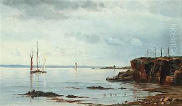 Costal Scene From Kullen With Wessels Oil Painting by Alfred Olsen