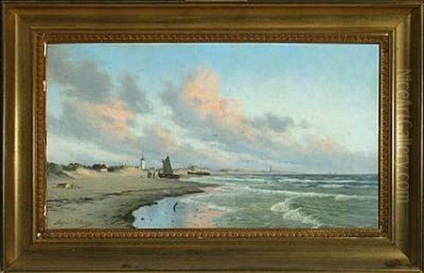 Coastal Scenery From Skagen Sonderstrand Oil Painting by Alfred Olsen