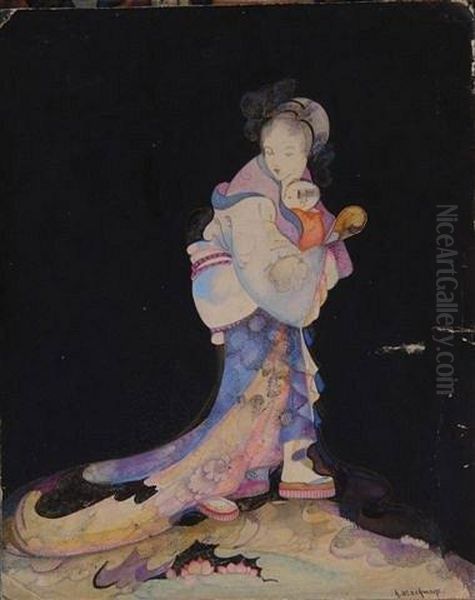 Japanese Lady Oil Painting by Katie Blackmore