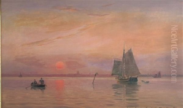 Tidley Morgen - Oresund Oil Painting by Alfred Olsen