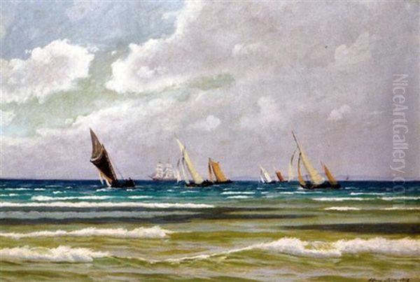 Fischerboote Laufen Aus Oil Painting by Alfred Olsen