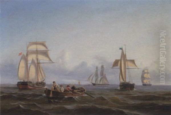 Danske Og Svenske I Sundet Oil Painting by Alfred Olsen