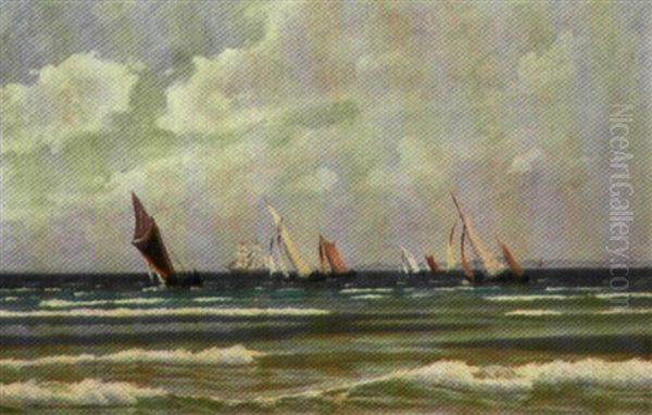 Fiskerbade Krydse Ud For Hornbaek Oil Painting by Alfred Olsen