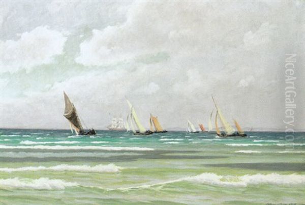 Blick Auf Bunte Segelboote Bei Auffrischenden Wind Oil Painting by Alfred Olsen