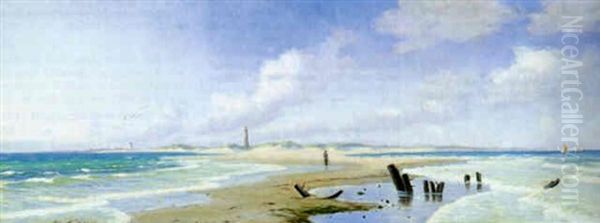 Marine, Parti Fra Grenen, Skagen En Sommerdag Oil Painting by Alfred Olsen