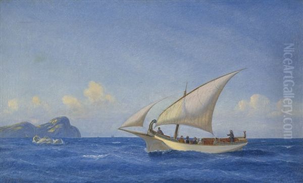 Turkisches Segelschiff Vor Einer Felsigen Insel Oil Painting by Carl Julius Emil Olsen