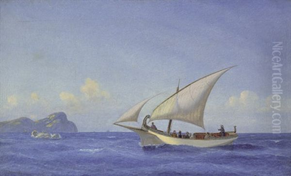 Turkisches Segelschiff Vor Einer Felsigen Insel Oil Painting by Carl Julius Emil Olsen