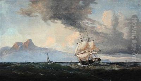 Sejler Under Norges Kyst Oil Painting by Carl Julius Emil Olsen