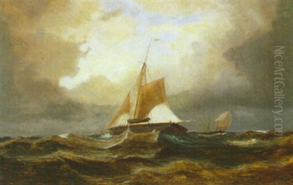 Marine Med Sejlskibe I Hoj So Oil Painting by Carl Julius Emil Olsen