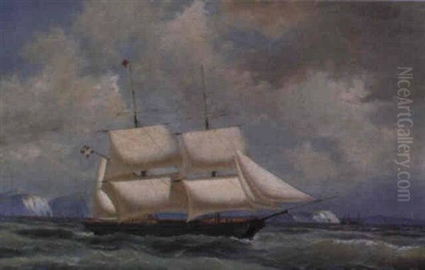 Marine Med Det Danske Flagskib 'brig. Charlotte Hage Af Kjobenhavn Fart. . . Oil Painting by Carl Julius Emil Olsen