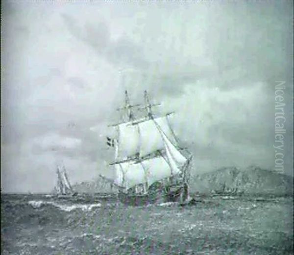 Svenskt Segelfartyg Utanfor Kullen Oil Painting by Carl Julius Emil Olsen