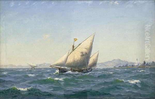 Segelboote An Der Spanischen Kuste (port Alfaquez?) Oil Painting by Christian Benjamin Olsen